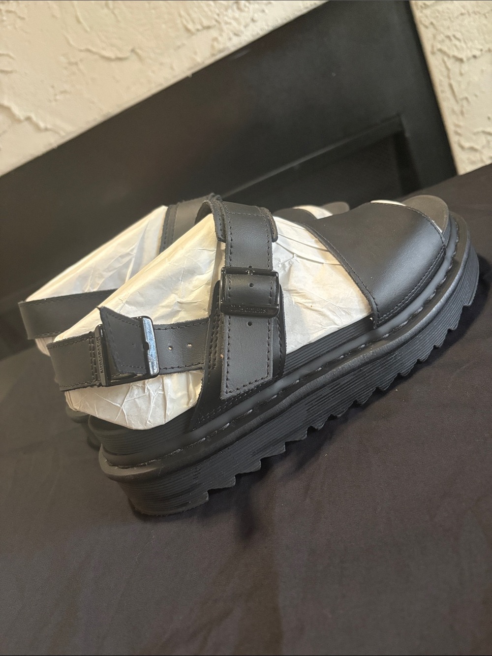 Dr. Martens Black Chunky Platform Buckle Sandals